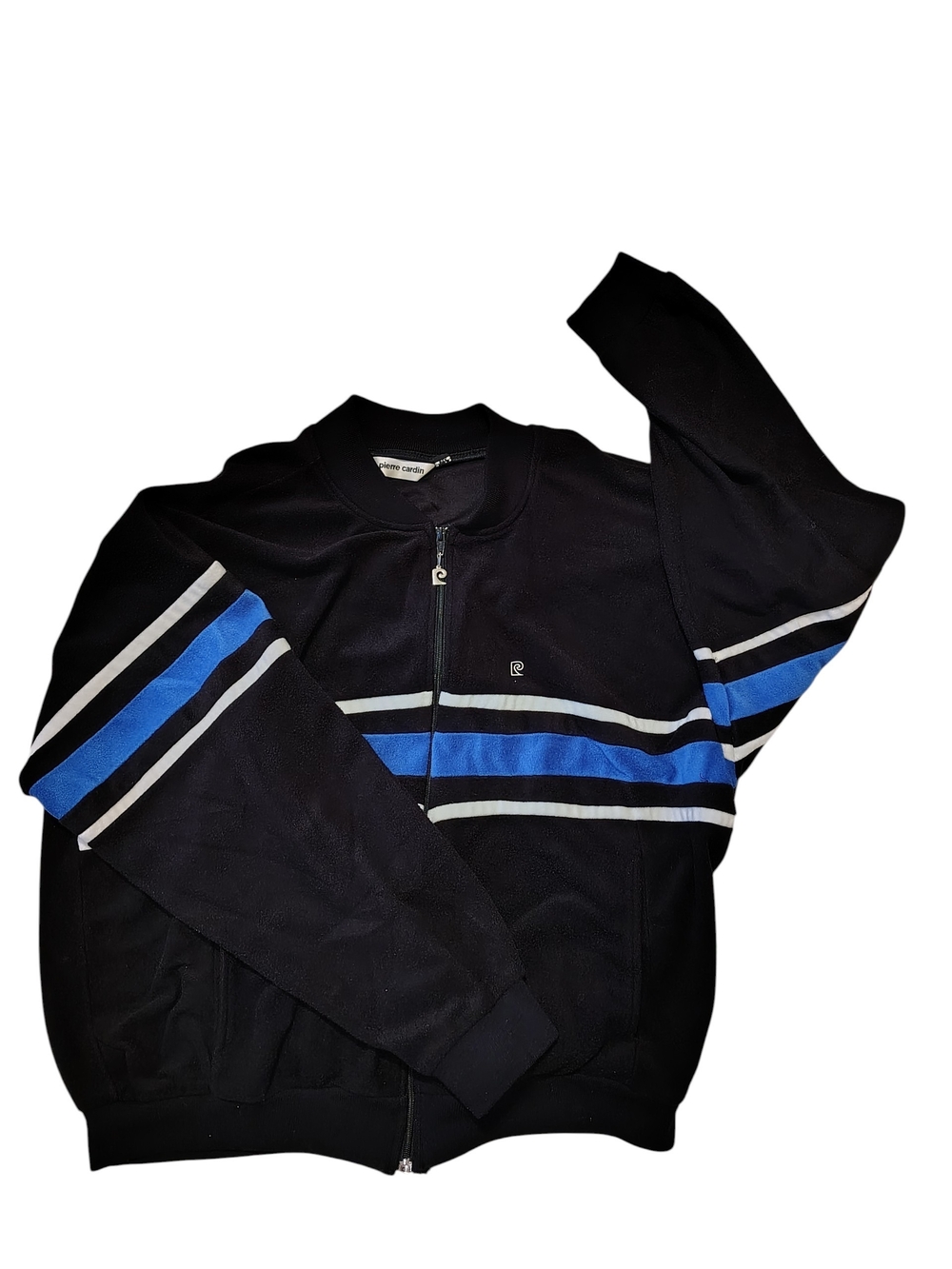 80's Black  Pierre Cardin Velour Zip-Up Jacket Made In USA